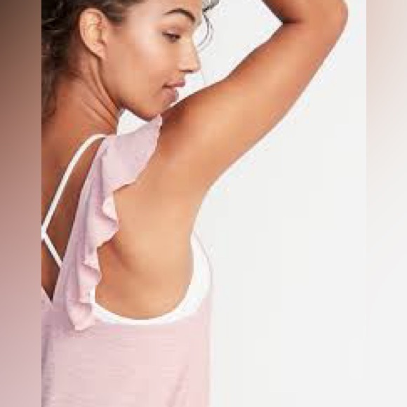 Breathe ON Relaxed Ruffle-Trim Tank Pink S - Picture 2 of 9